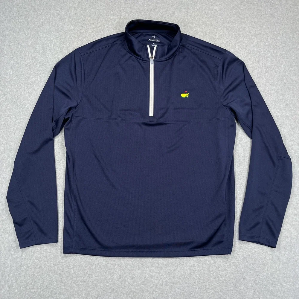 Masters Tech Quarter Zip Pullover Mens XL Navy Blue Augusta National Golf MT7440 - Picture 2 of 12